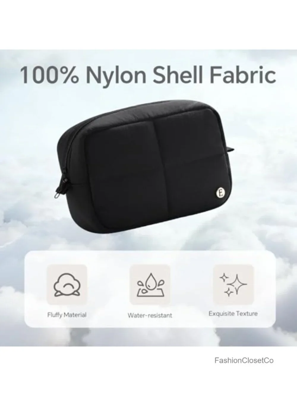 Quilted Makeup Bag Puffer Travel Toiletry Nylon Organizer Lightweight